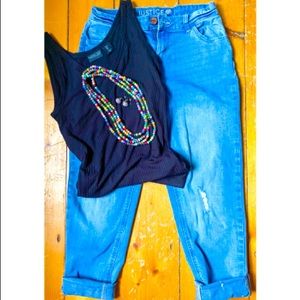 Justice Distressed Relaxed Fit Denim Capris